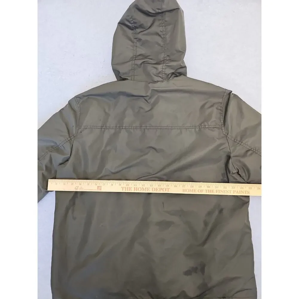 Levi's Army Green Water Resistant Hooded Rain Jacket Mens Sz Large Hunting